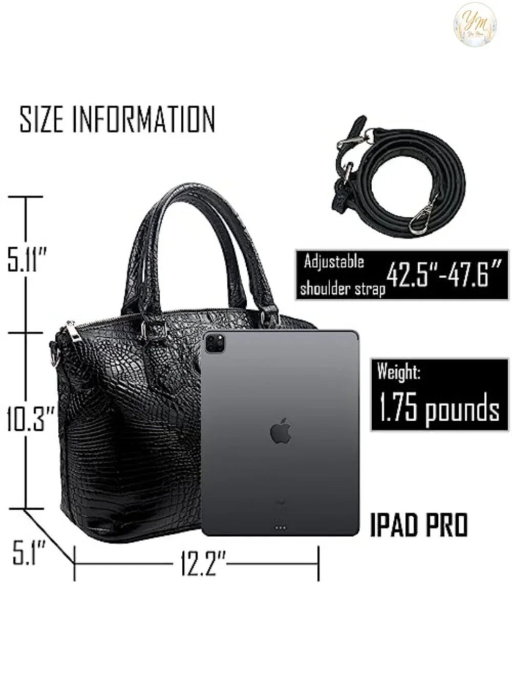 Vegan Leather Crocodile Satchel Purse with Shoulder Strap
